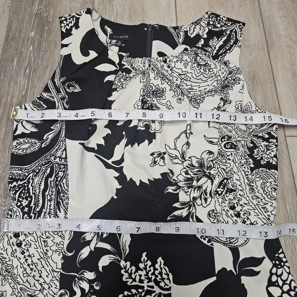 Talbots Casual Cocktail Mini Dress Sleeveless Black White Floral Women's 2 - Picture 3 of 9